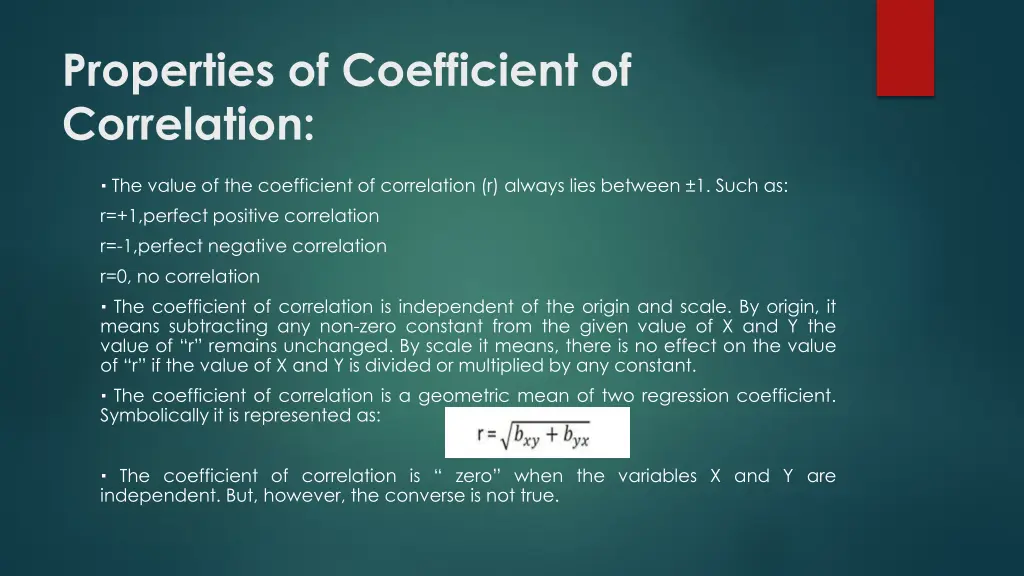properties of coefficient of correlation