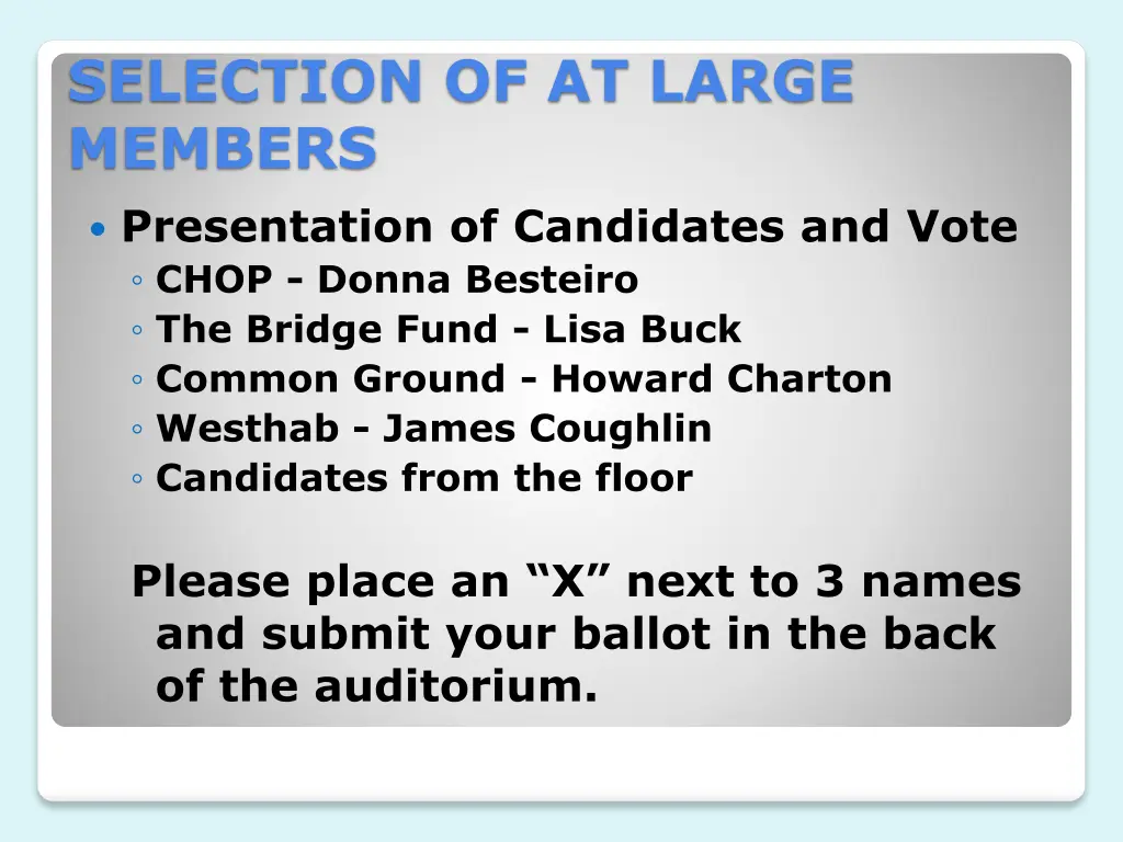 selection of at large members