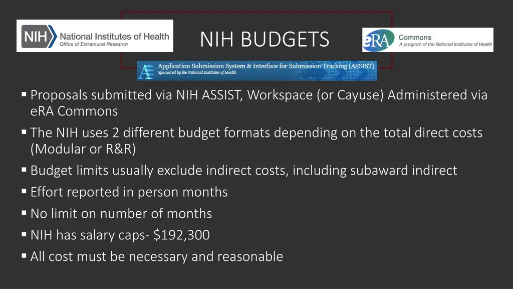 nih budgets
