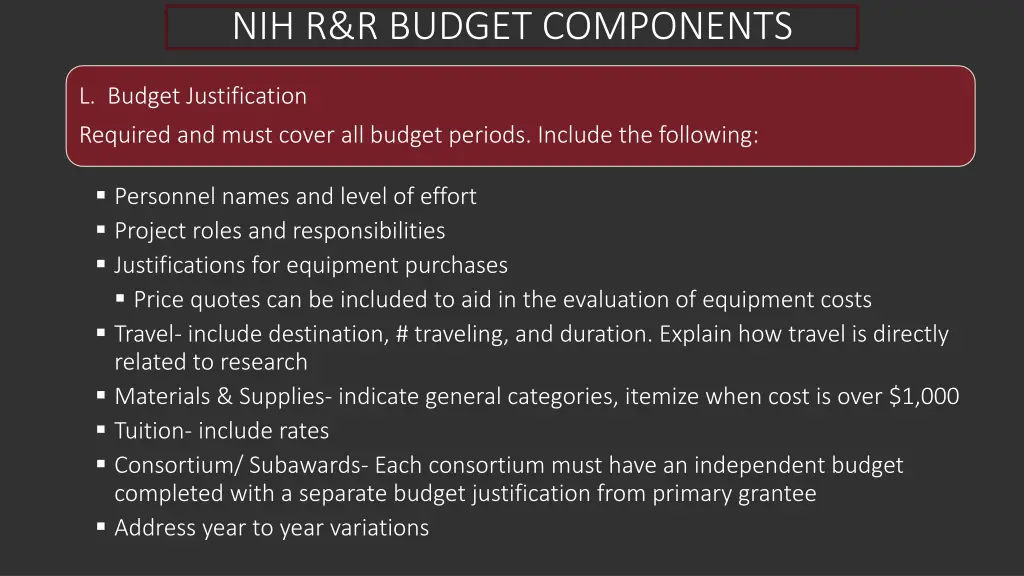 nih r r budget components 3