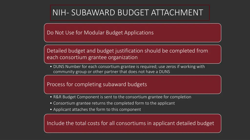 nih subaward budget attachment