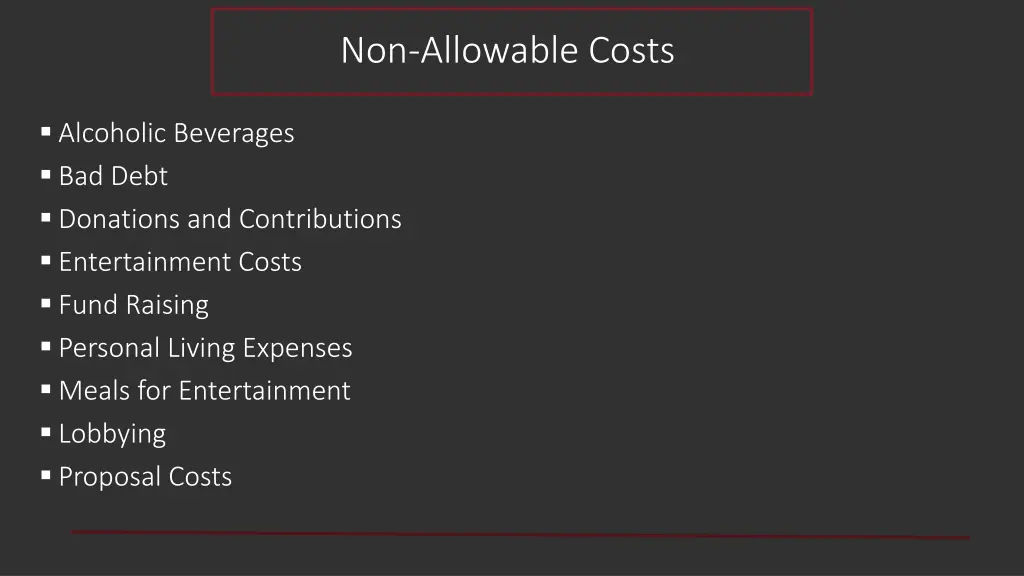 non allowable costs