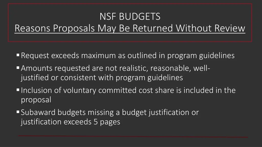 nsf budgets 2