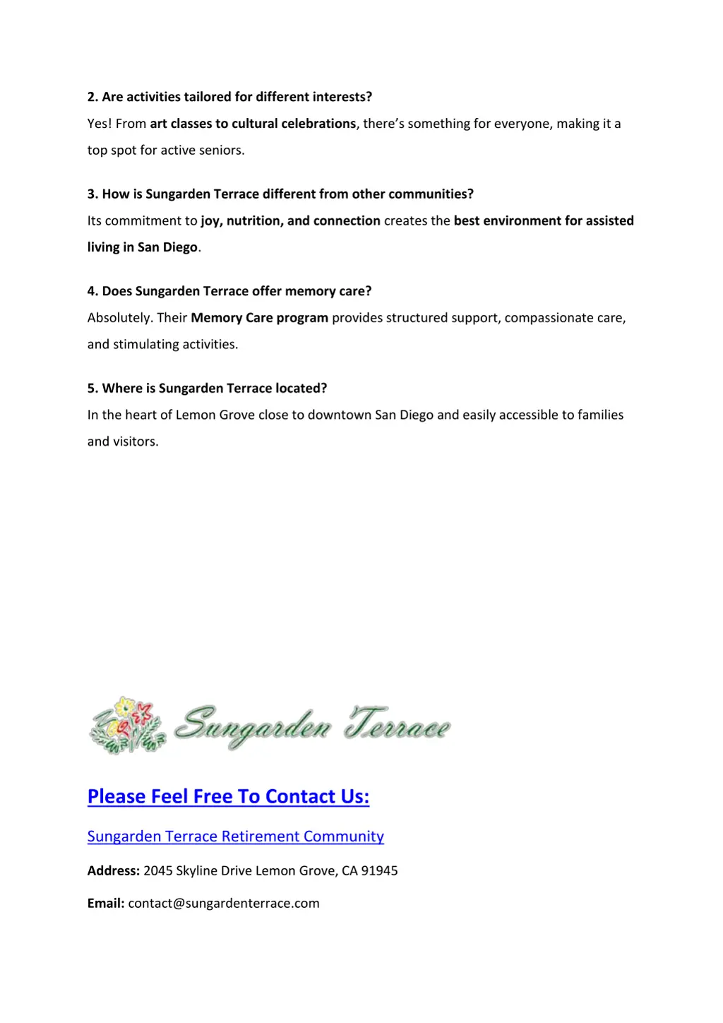 2 are activities tailored for different interests