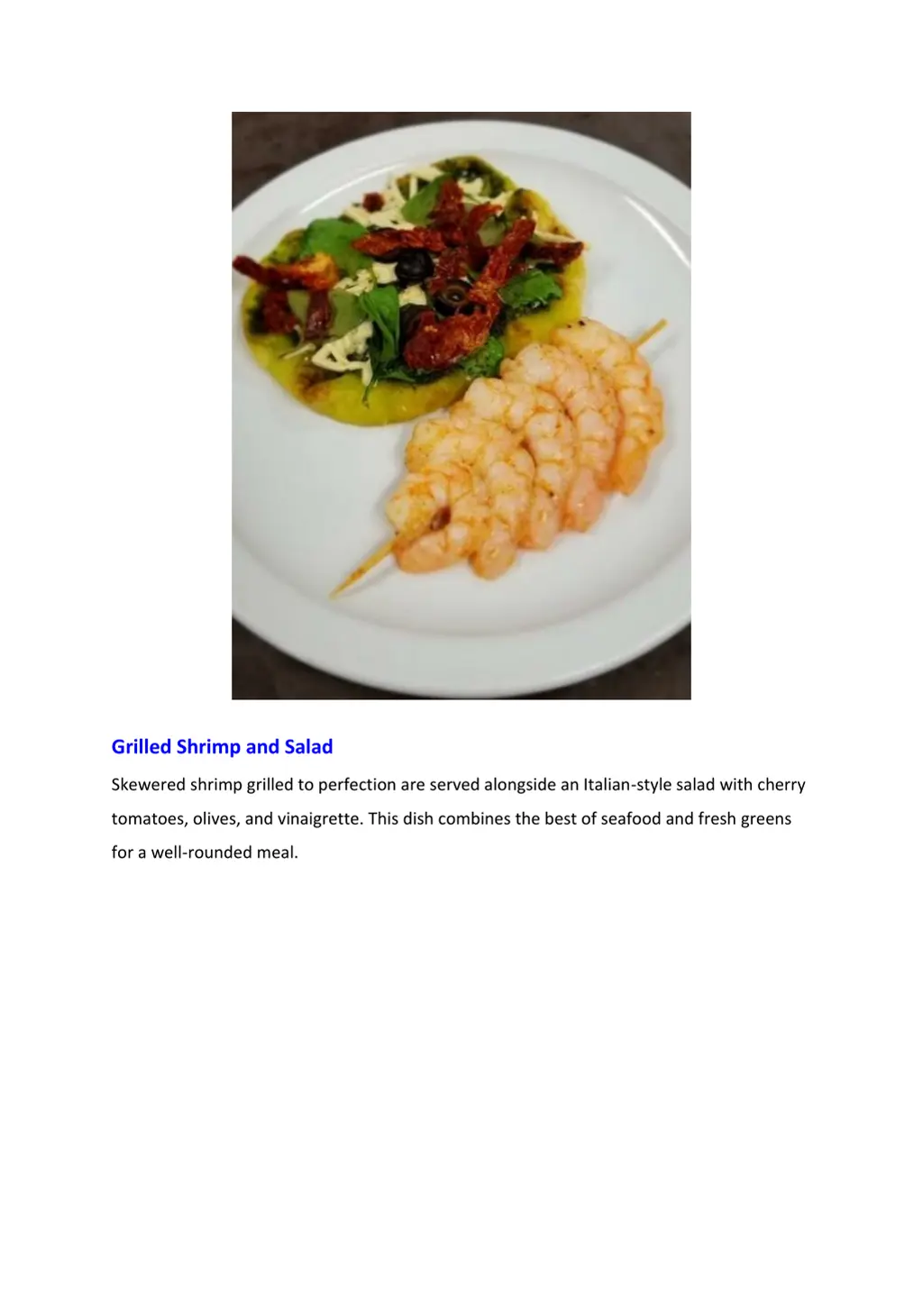 grilled shrimp and salad