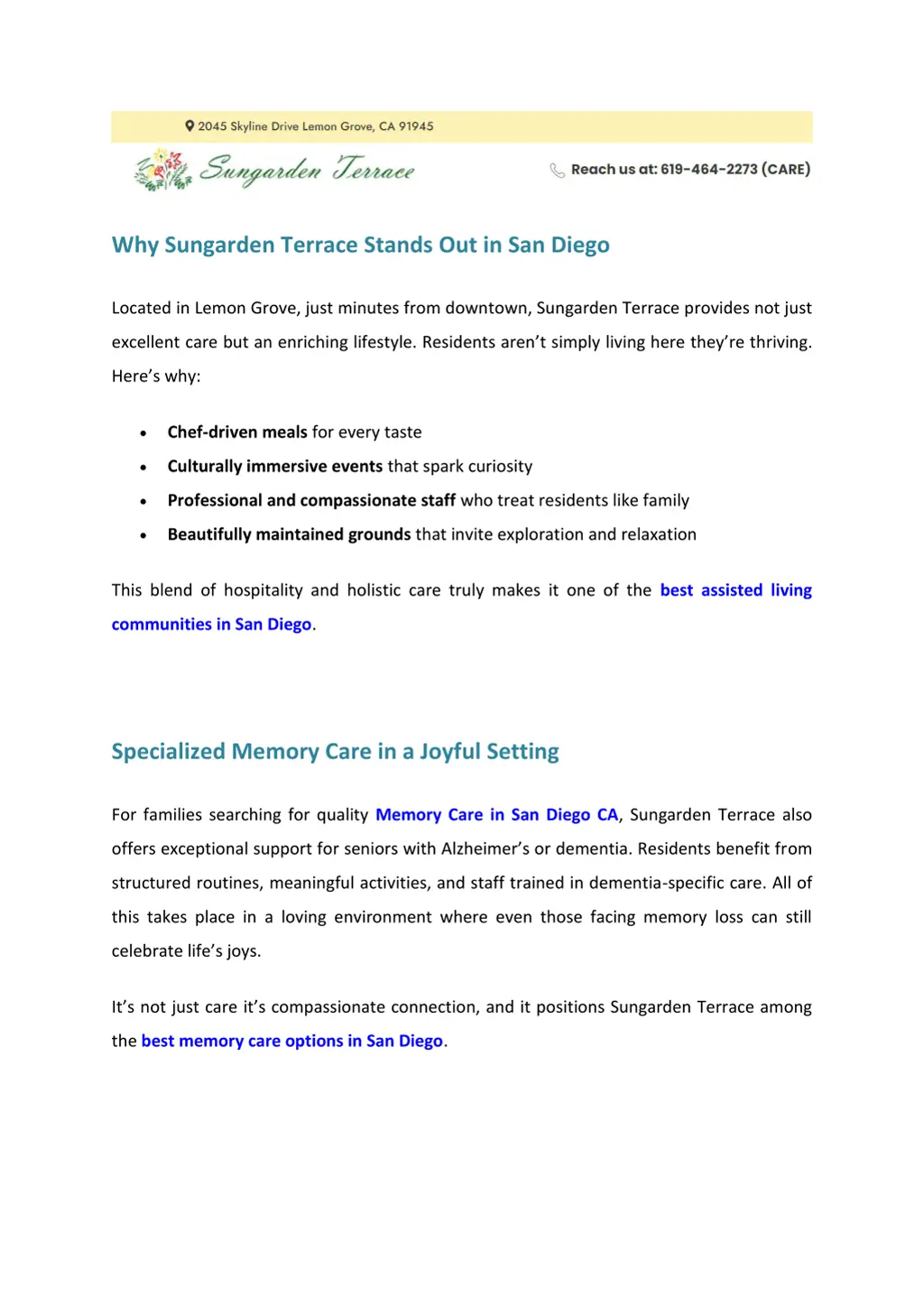 why sungarden terrace stands out in san diego