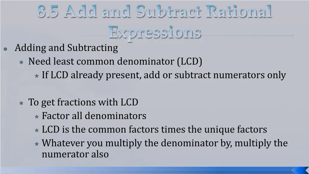 adding and subtracting need least common