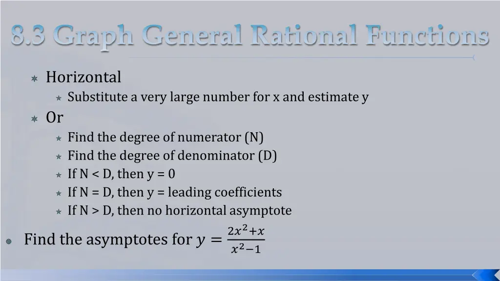 horizontal substitute a very large number 1
