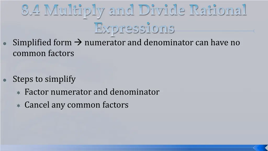 simplified form numerator and denominator