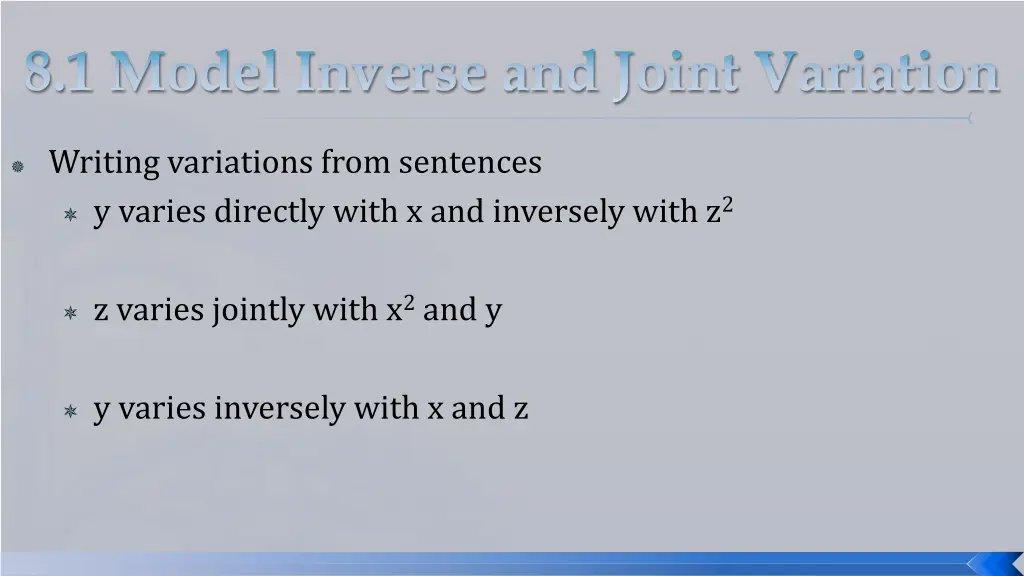 writing variations from sentences y varies