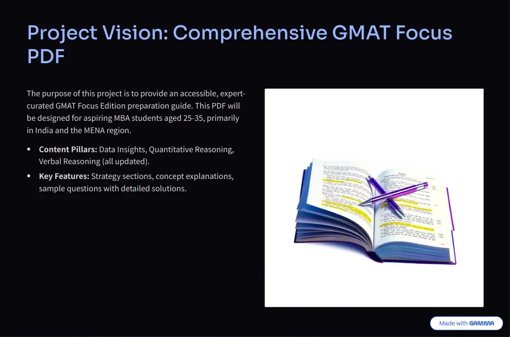 project vision comprehensive gmat focus pdf