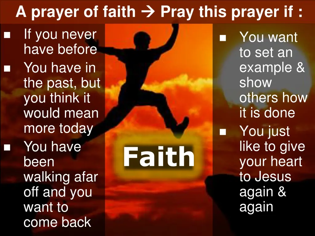 a prayer of faith if you never have before