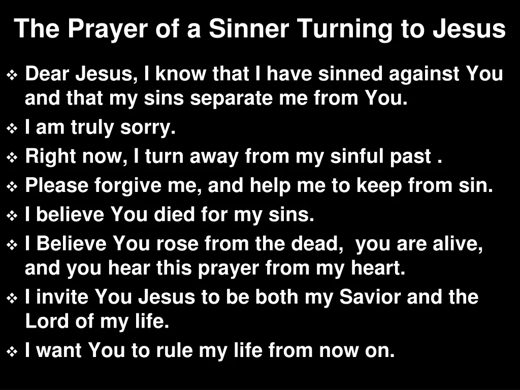 the prayer of a sinner turning to jesus