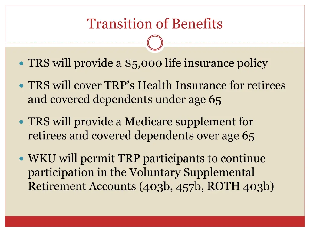 transition of benefits