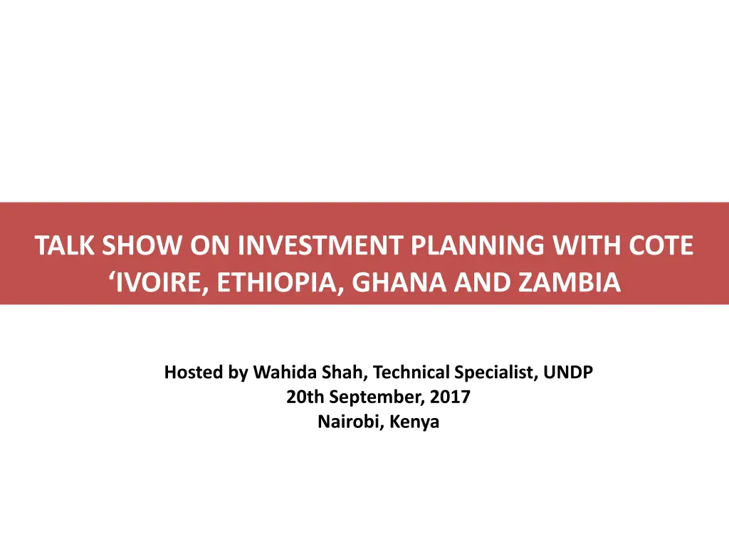 talk show on investment planning with cote ivoire