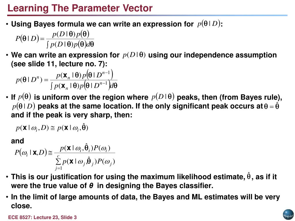 learning the parameter vector
