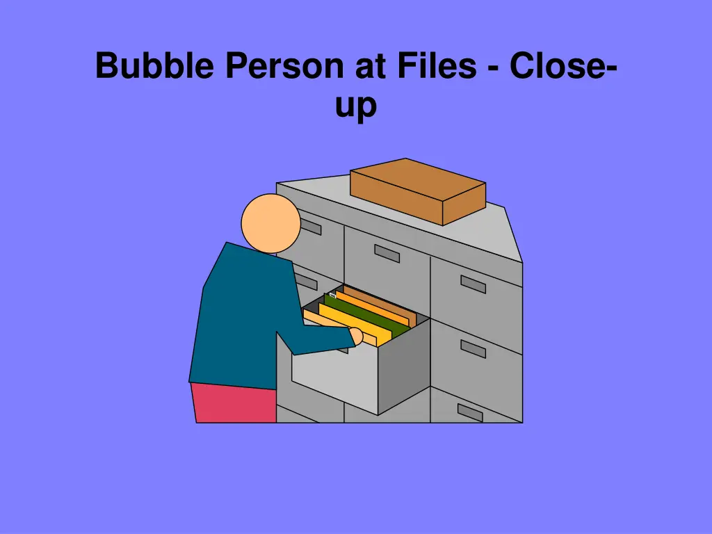 bubble person at files close up