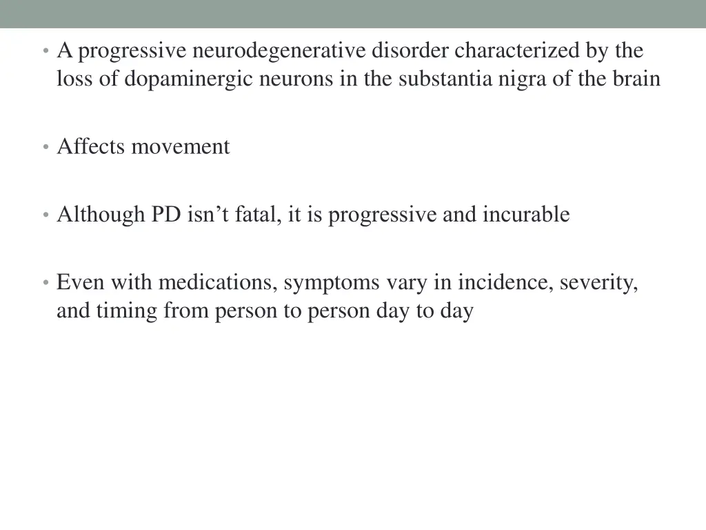 a progressive neurodegenerative disorder