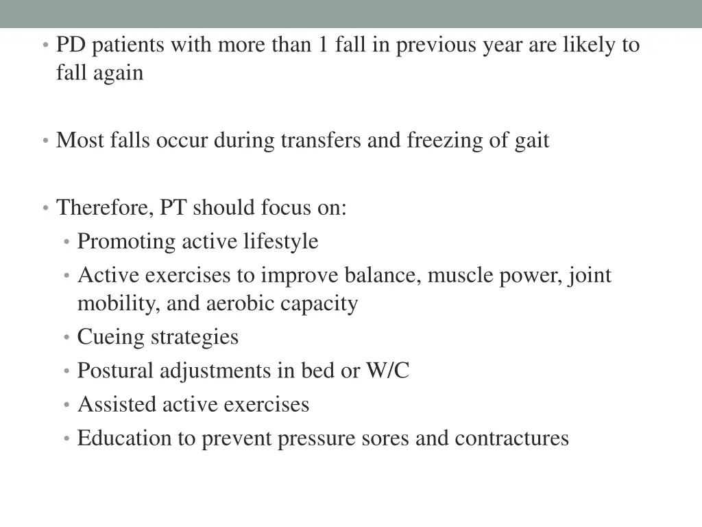 pd patients with more than 1 fall in previous