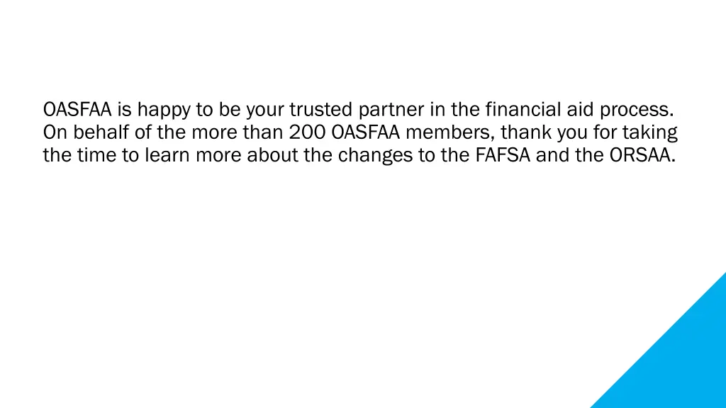oasfaa is happy to be your trusted partner
