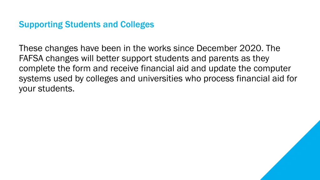 supporting students and colleges
