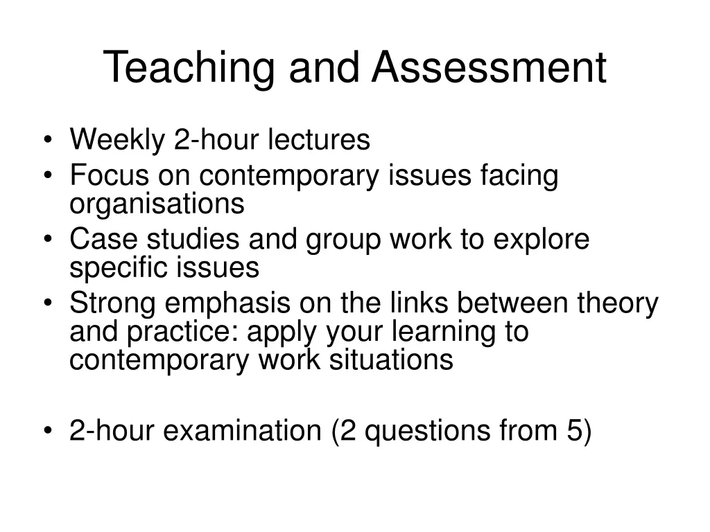teaching and assessment
