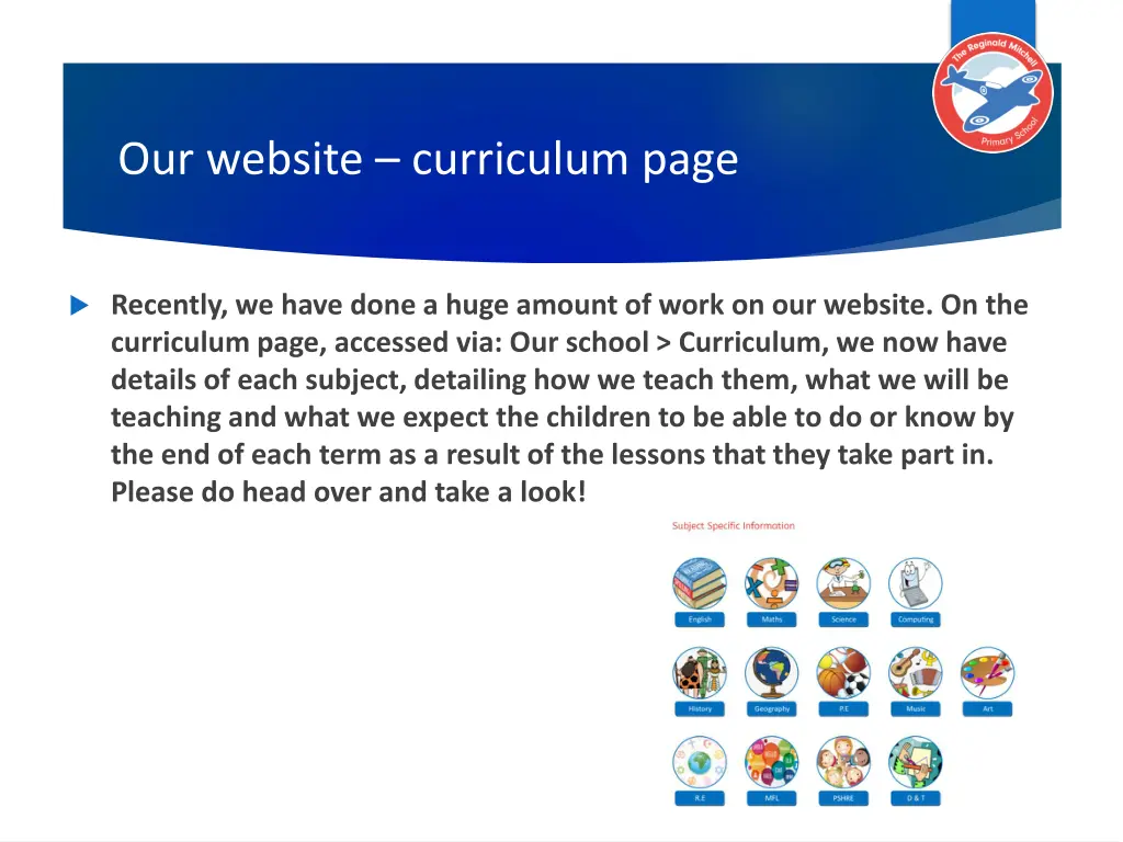 our website curriculum page