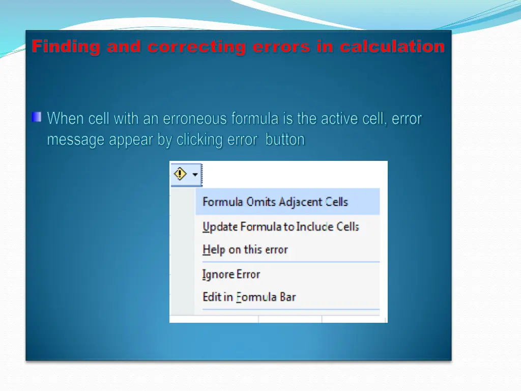 finding and correcting errors in calculation
