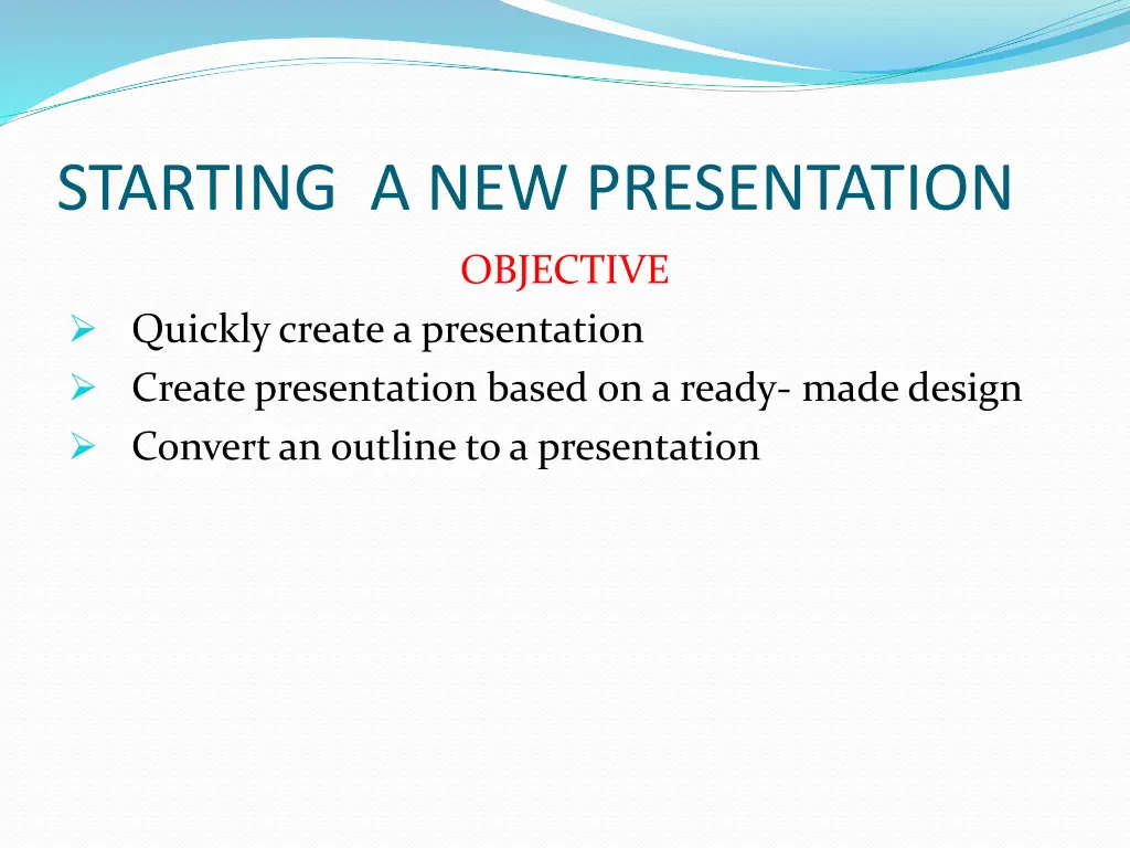starting a new presentation