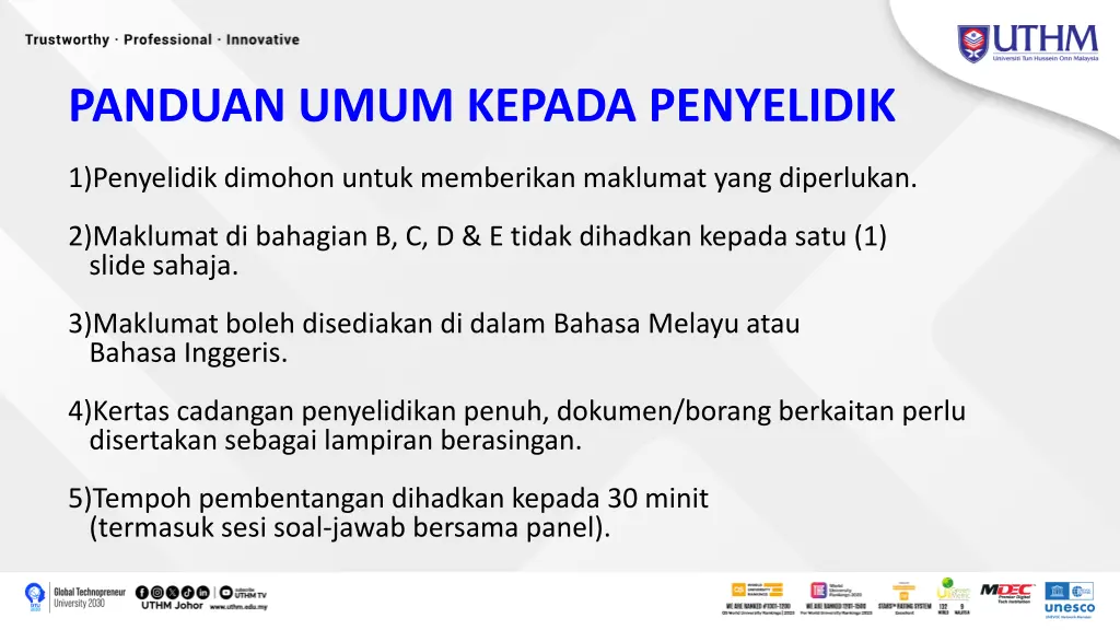 panduan umum kepada penyelidik