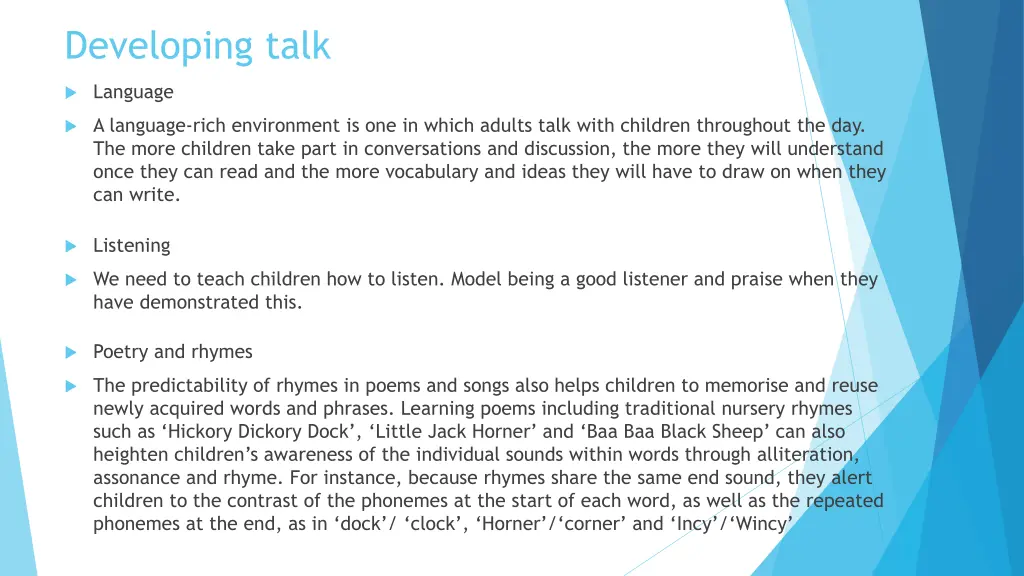 developing talk