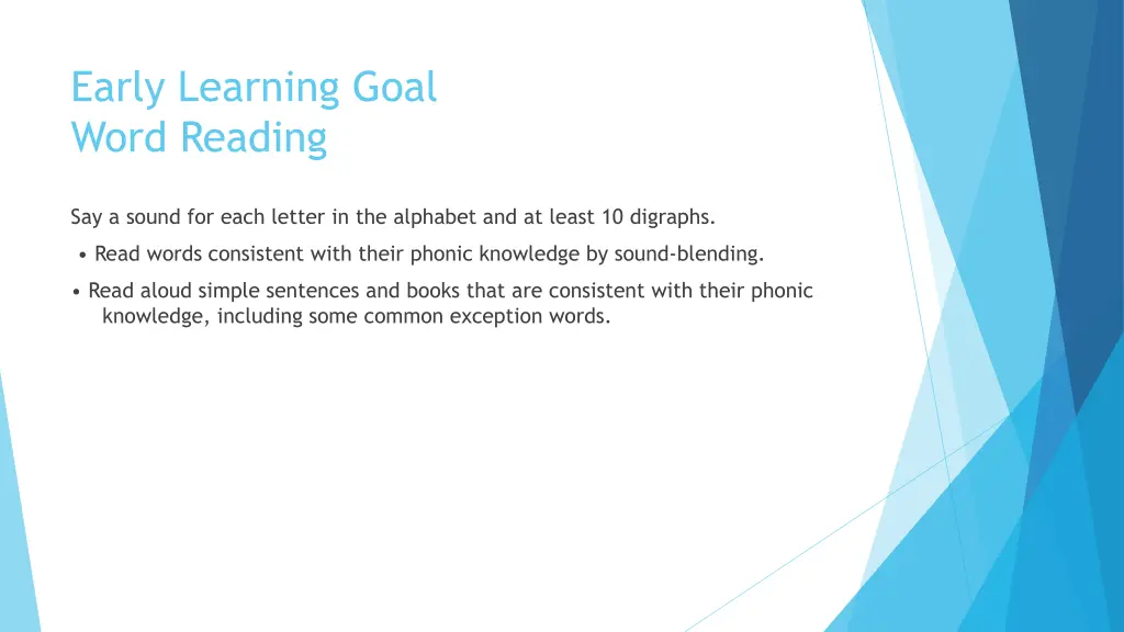 early learning goal word reading