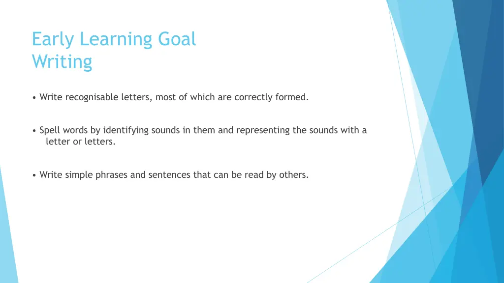 early learning goal writing