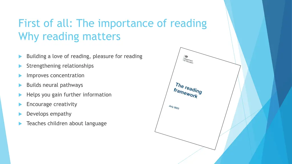 first of all the importance of reading