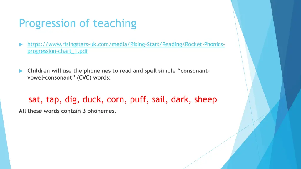 progression of teaching