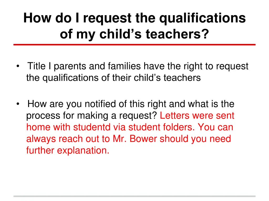 how do i request the qualifications of my child