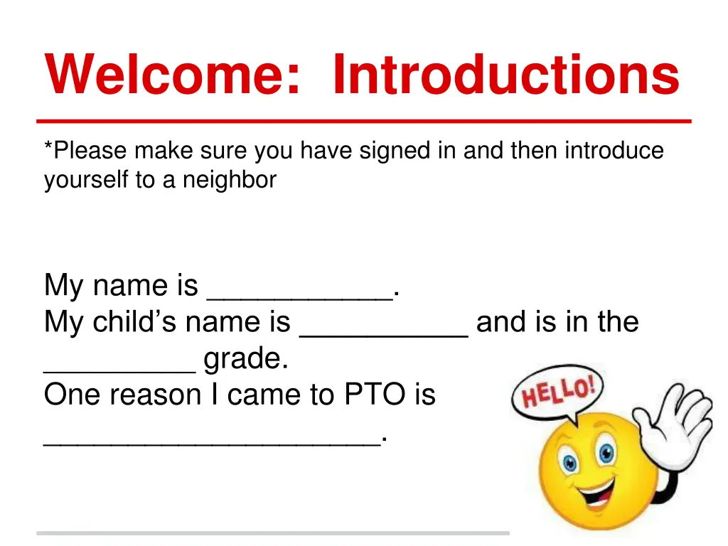 welcome introductions