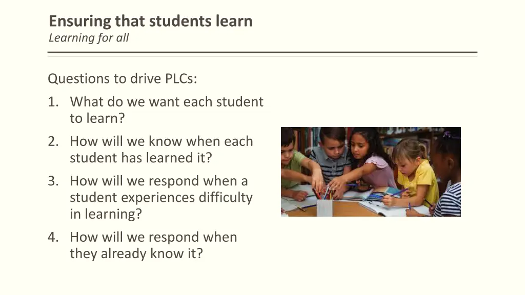 ensuring that students learn learning for all