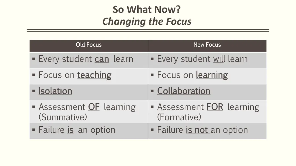so what now changing the focus