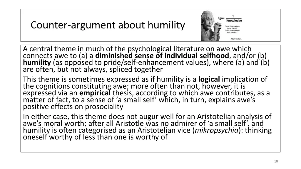 counter argument about humility