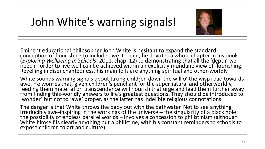 john white s warning signals