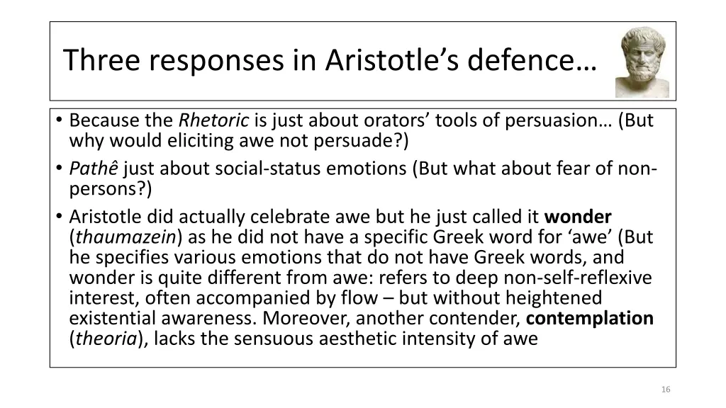 three responses in aristotle s defence