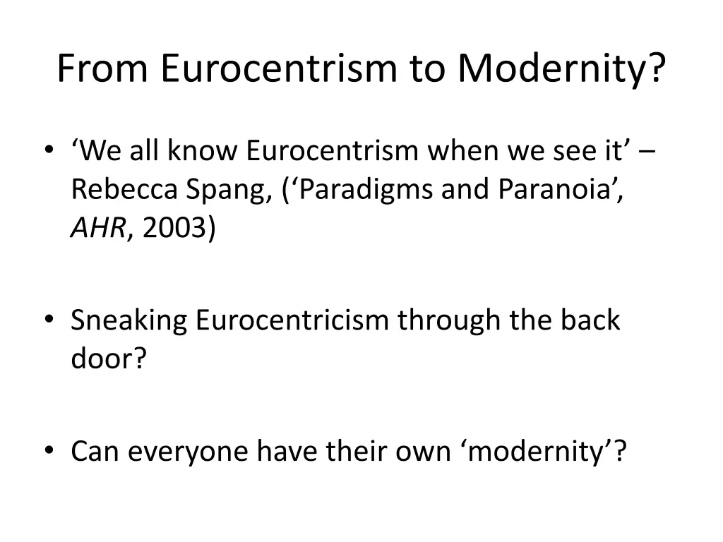 from eurocentrism to modernity