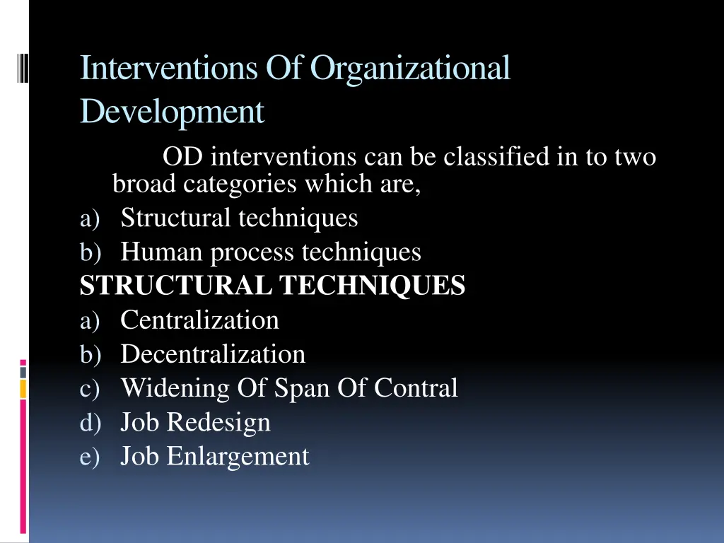 interventions of organizational development