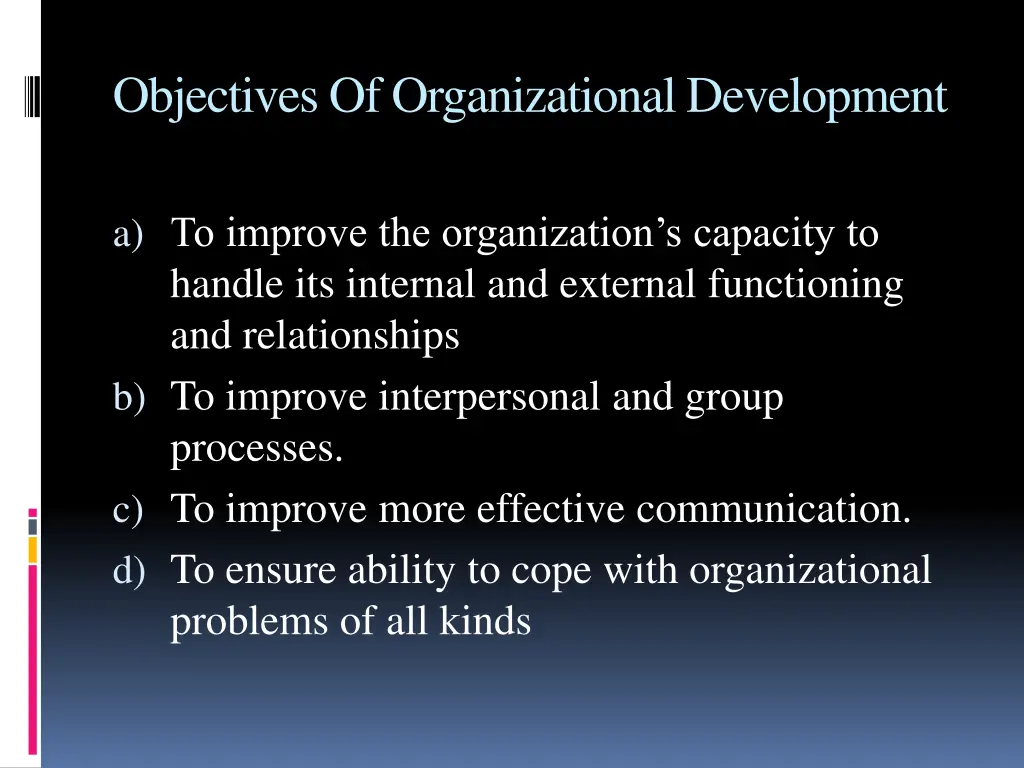 objectives of organizational development