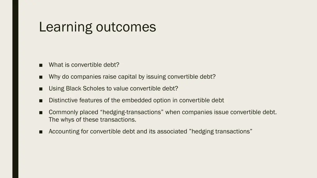 learning outcomes