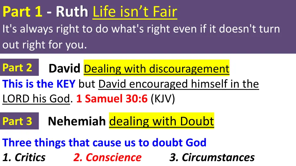 part 1 ruth life isn t fair it s always right