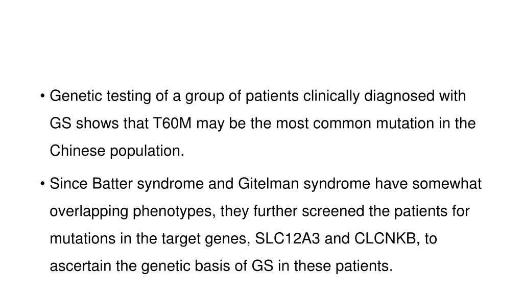 genetic testing of a group of patients clinically