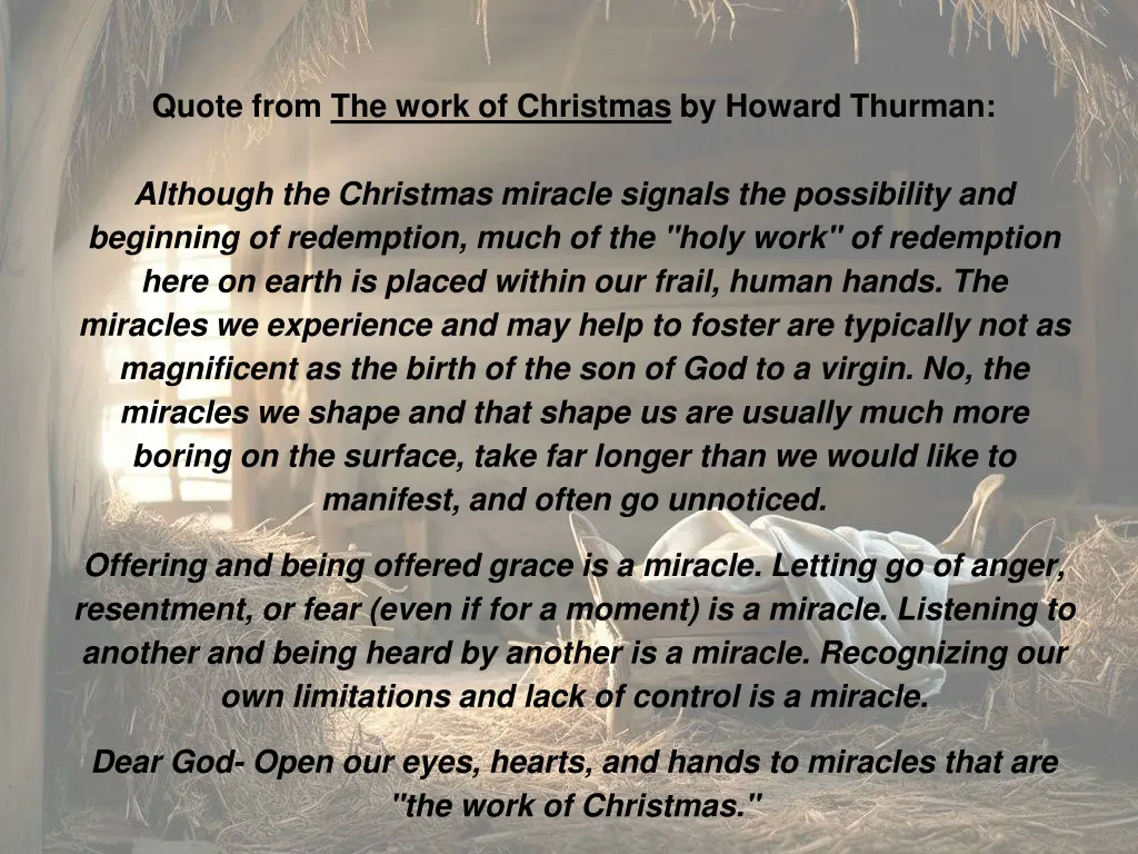 quote from the work of christmas by howard thurman