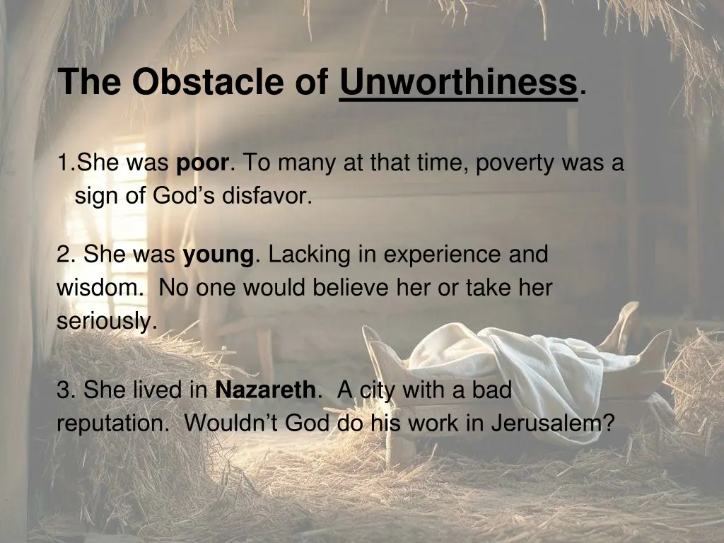the obstacle of unworthiness